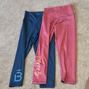 DYI barre3 cropped leggings - Blue and Pink size medium new